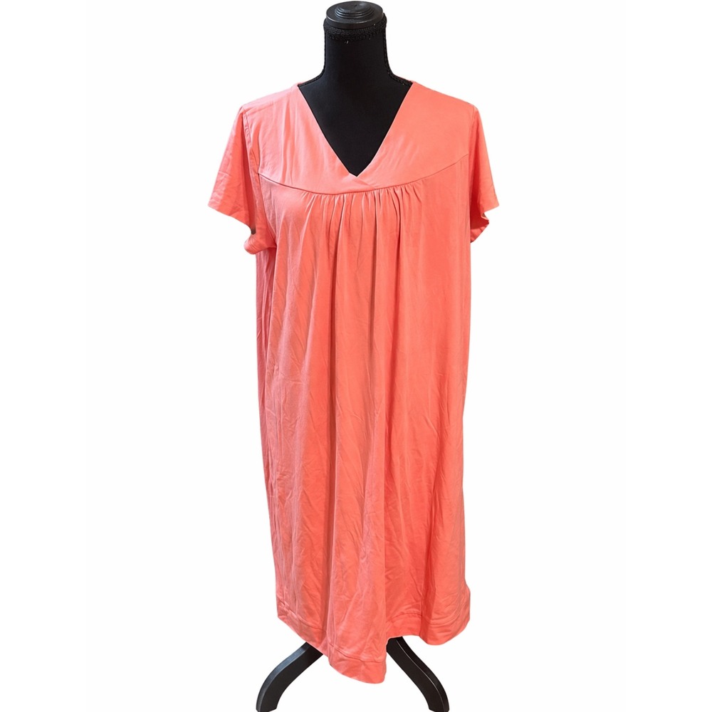 Fishers Finery Bamboo Viscose Dress Coral Pink Relaxed Fit Medium NWT Soft Shift